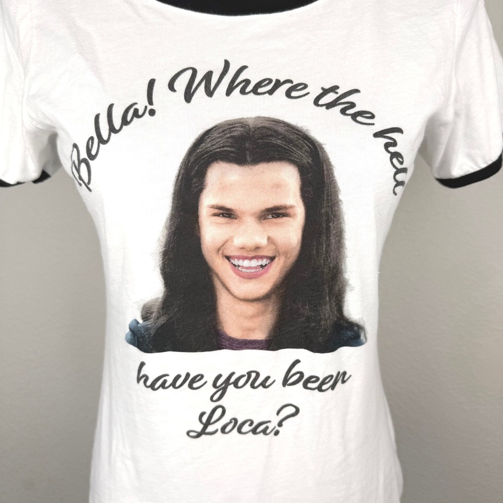 Hot Topic Twilight Jacob Black Where The Hell Have You Been Loca Ringer Tee Med - Picture 3 of 8